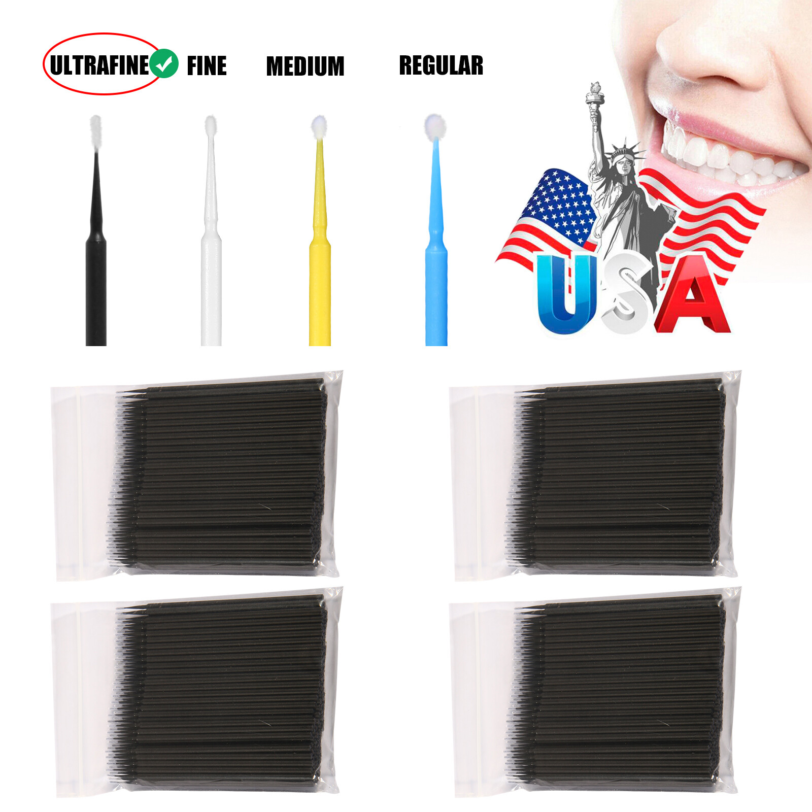 Micro Brushes Applicators Microbrush Dental (Regular, Fine, Super Fine) USA