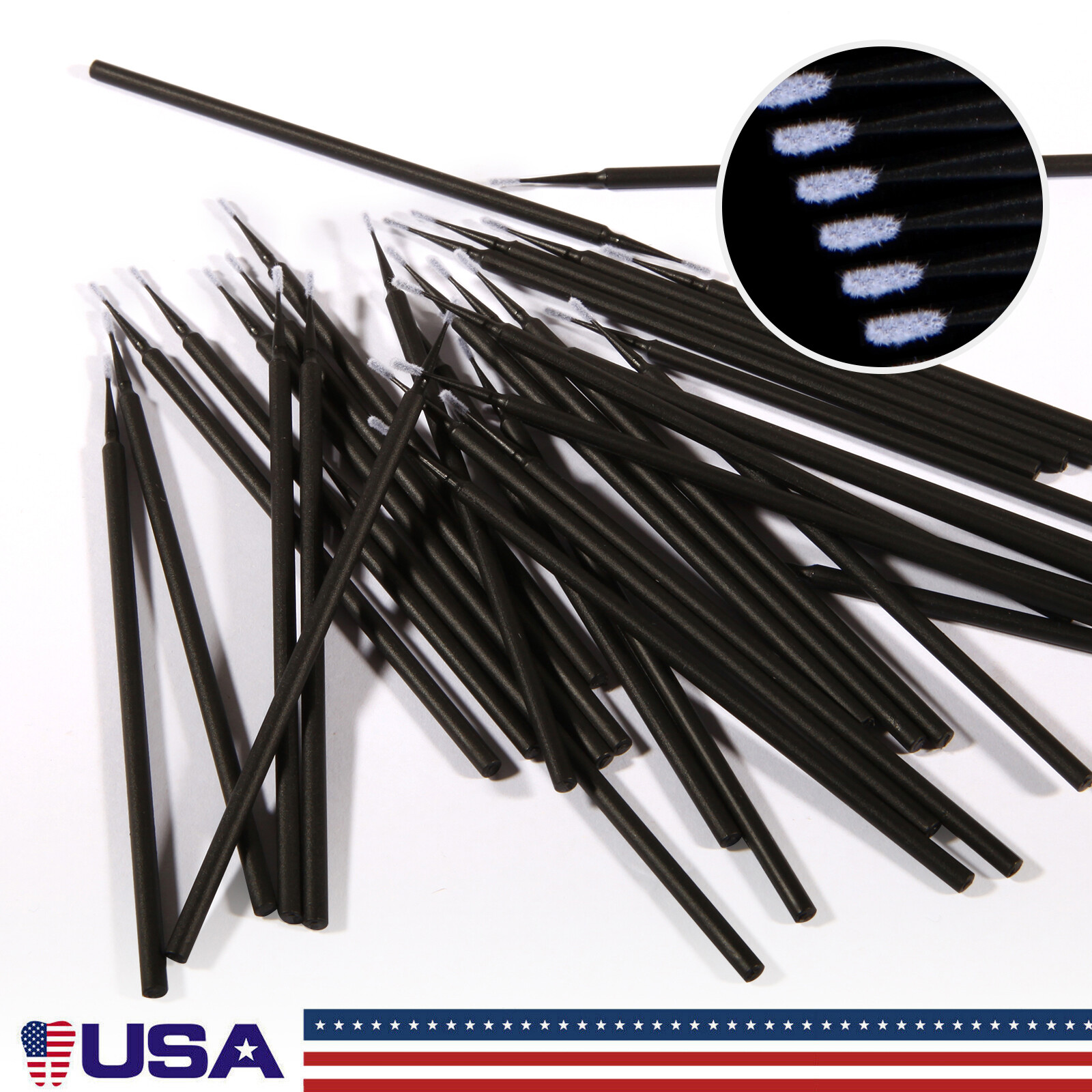 100 Micro Brushes Applicators Microbrush Dental Ultrafine Black 1.2 mm