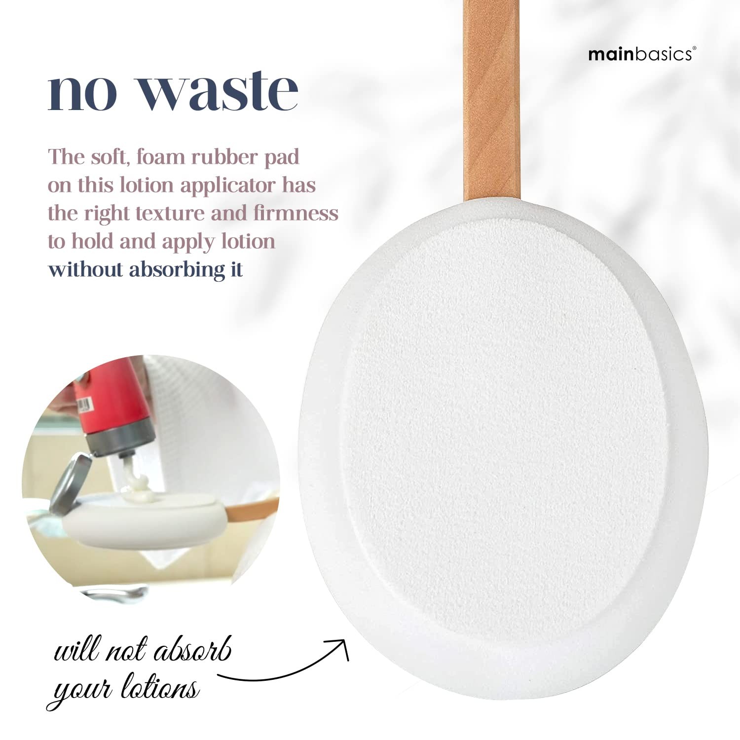 MainBasics Back Lotion Applicator – Long Handle, 1 Count (Pack of 1)