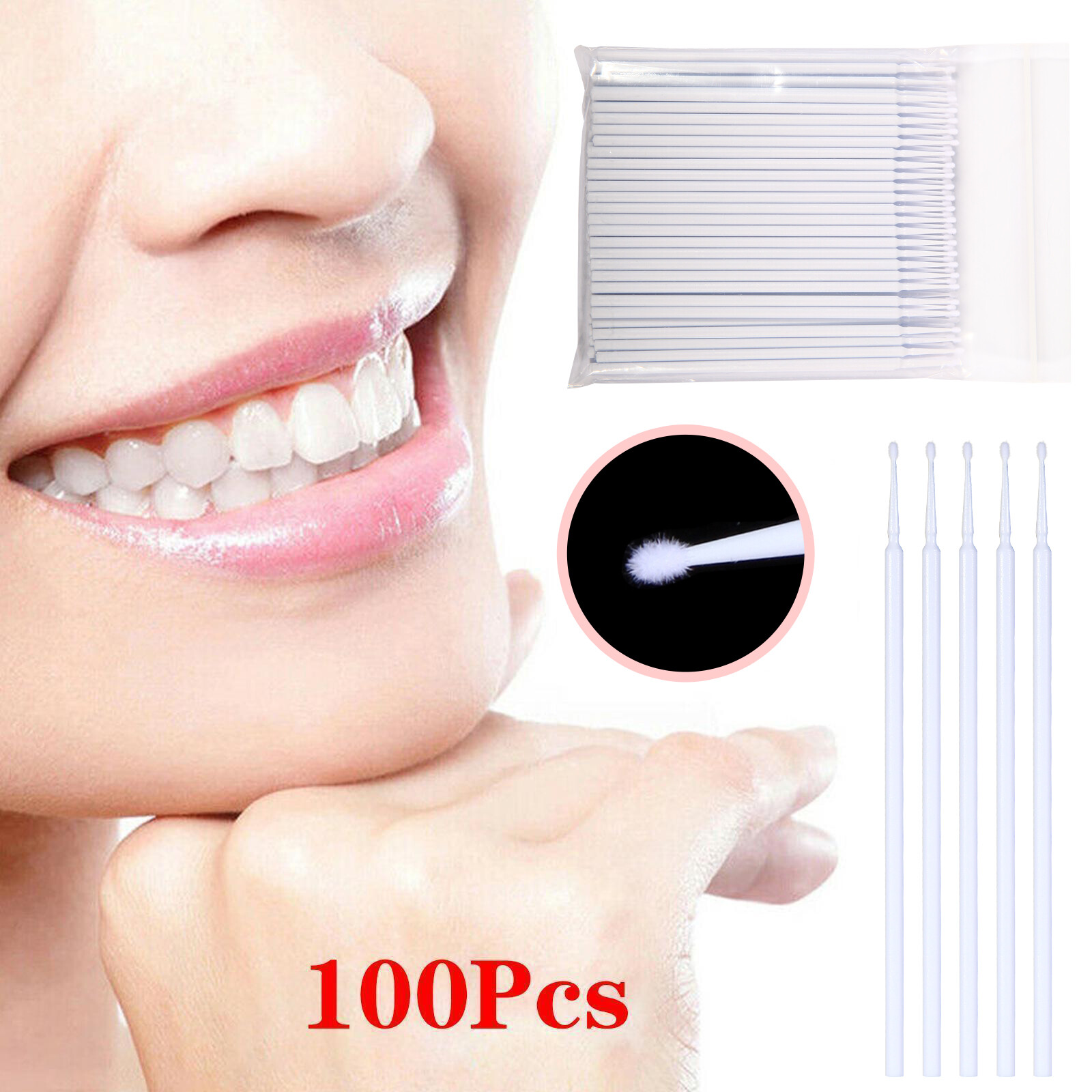 USA Micro Brushes Applicators Microbrush Dental Eye Fine 1.5mm White 100pcs/pack