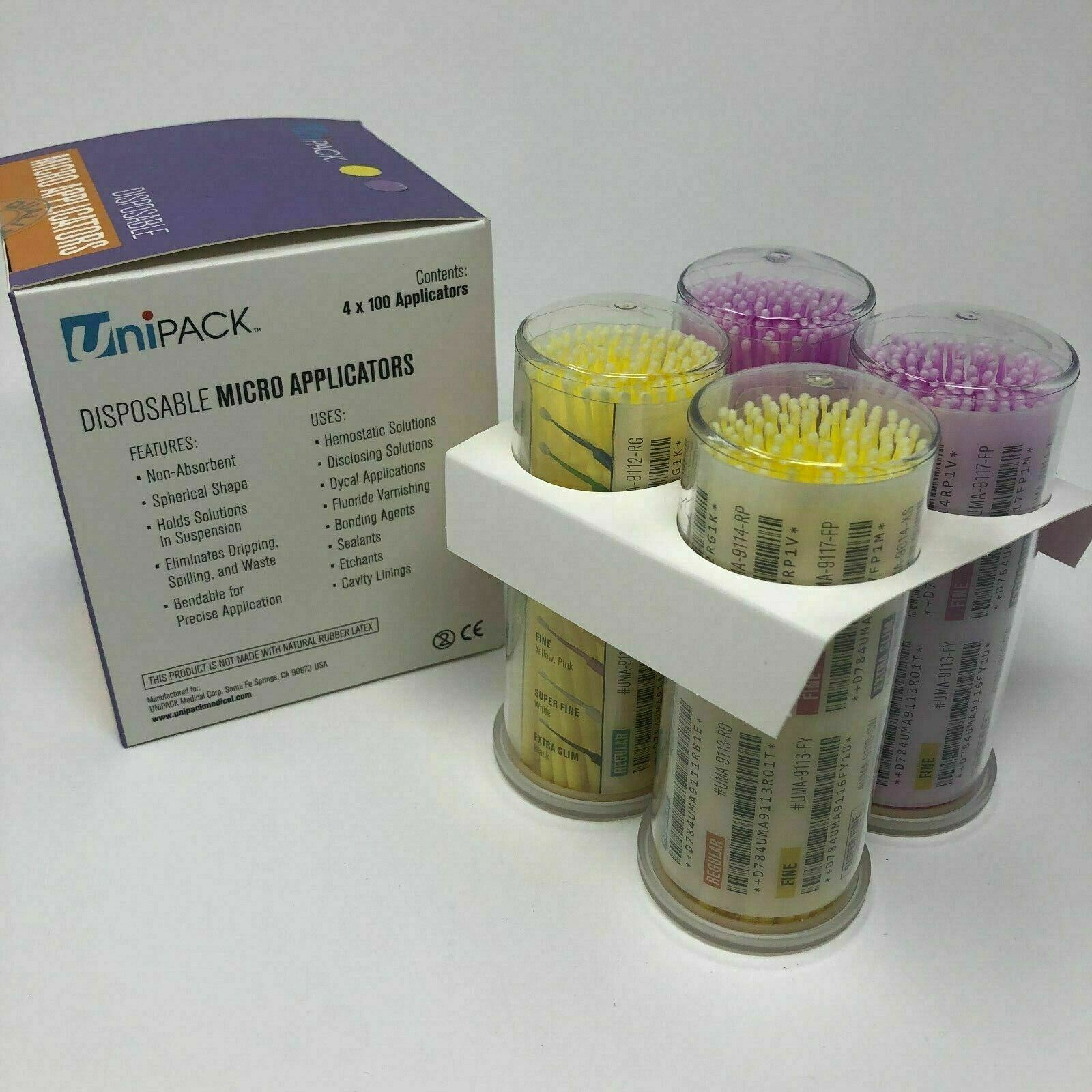 4x100pcs Dental Microbrush Applicators Tips Regular Fine Super Fine UniPack