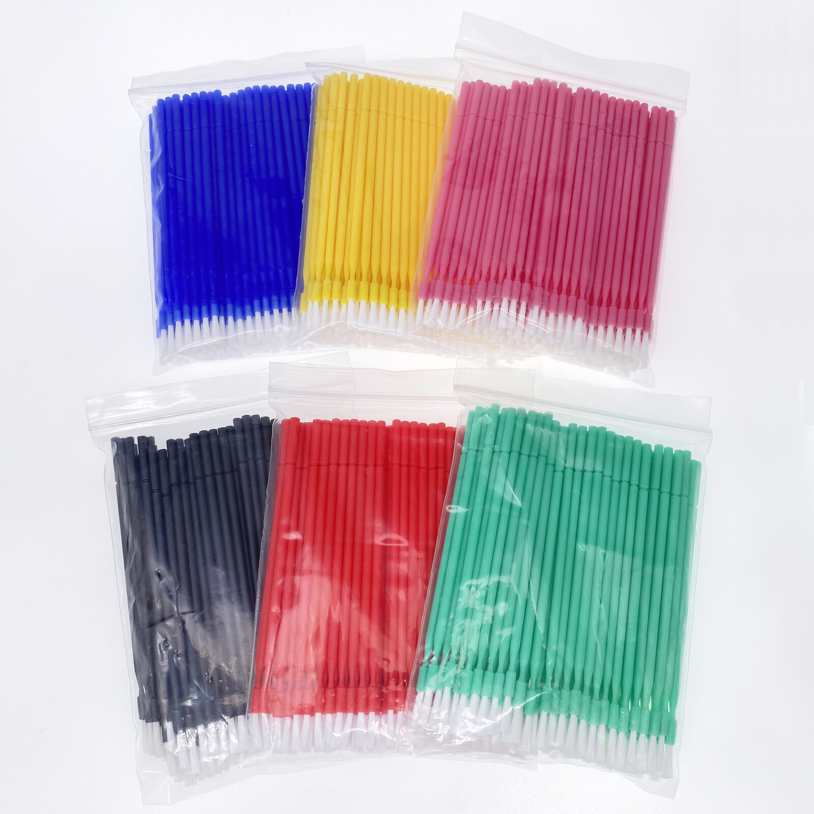 100 Pcs Dental Disposable Micro Applicator Brush Bendable Long Shank Blue Green