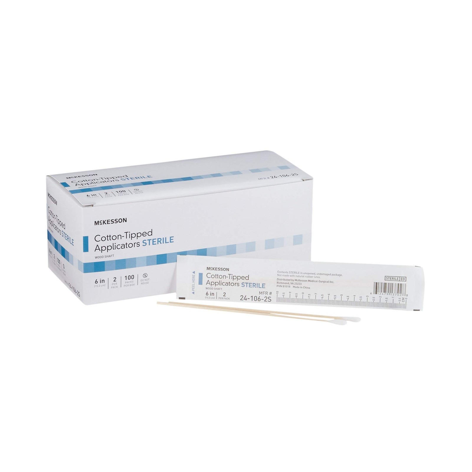 McKesson Sterile Cotton Tipped Applicators, 6 200 Count (Pack of 1), Tan