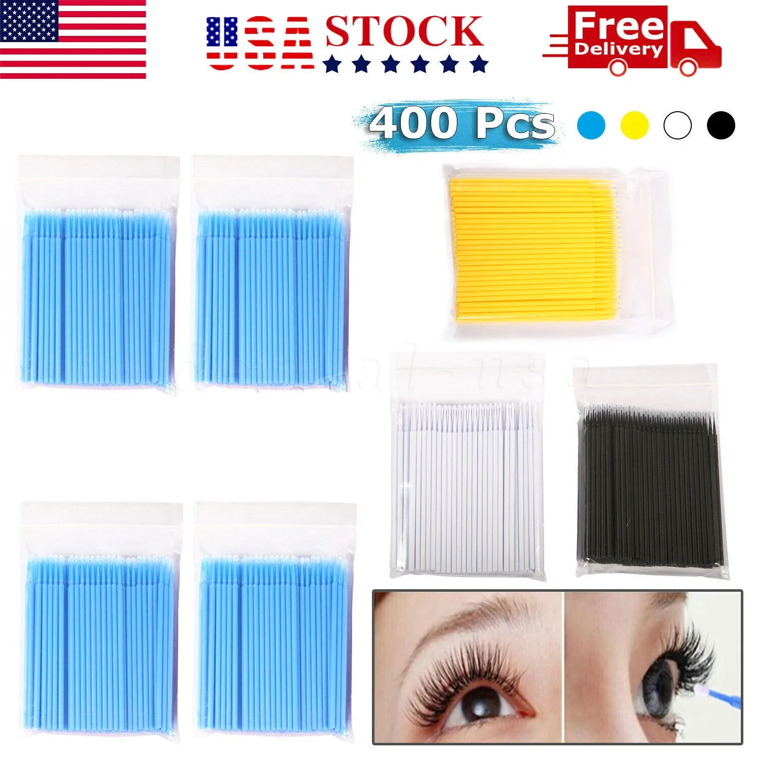 100Pcs Dental Microbrush Disposable Applicators Tips Micro Brush Cleaning 4Sizes