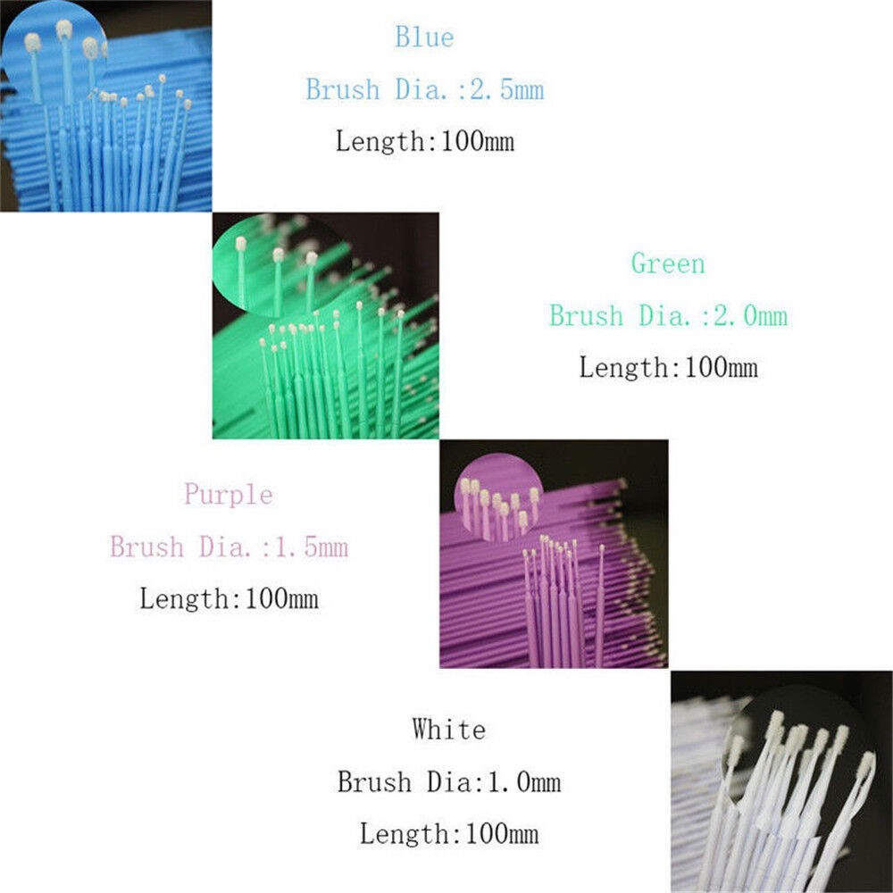 100Pcs Dental Micro Brush Disposable Tooth Applicators Tips Cylinder/Fine/Medium
