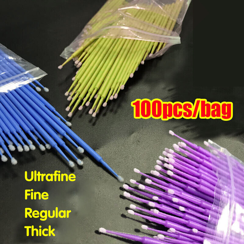 100Pcs Dental Swabs Disposable Mini Applicator Brush Stick Eyelash Extension Eye