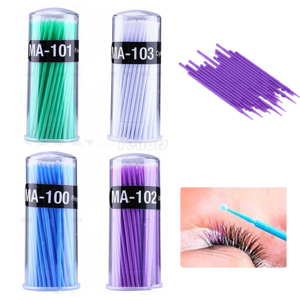 100p Dental Microbrush Micro Brush Applicator Tips (BlueL/GreenM/PurpleS/WhiteXS