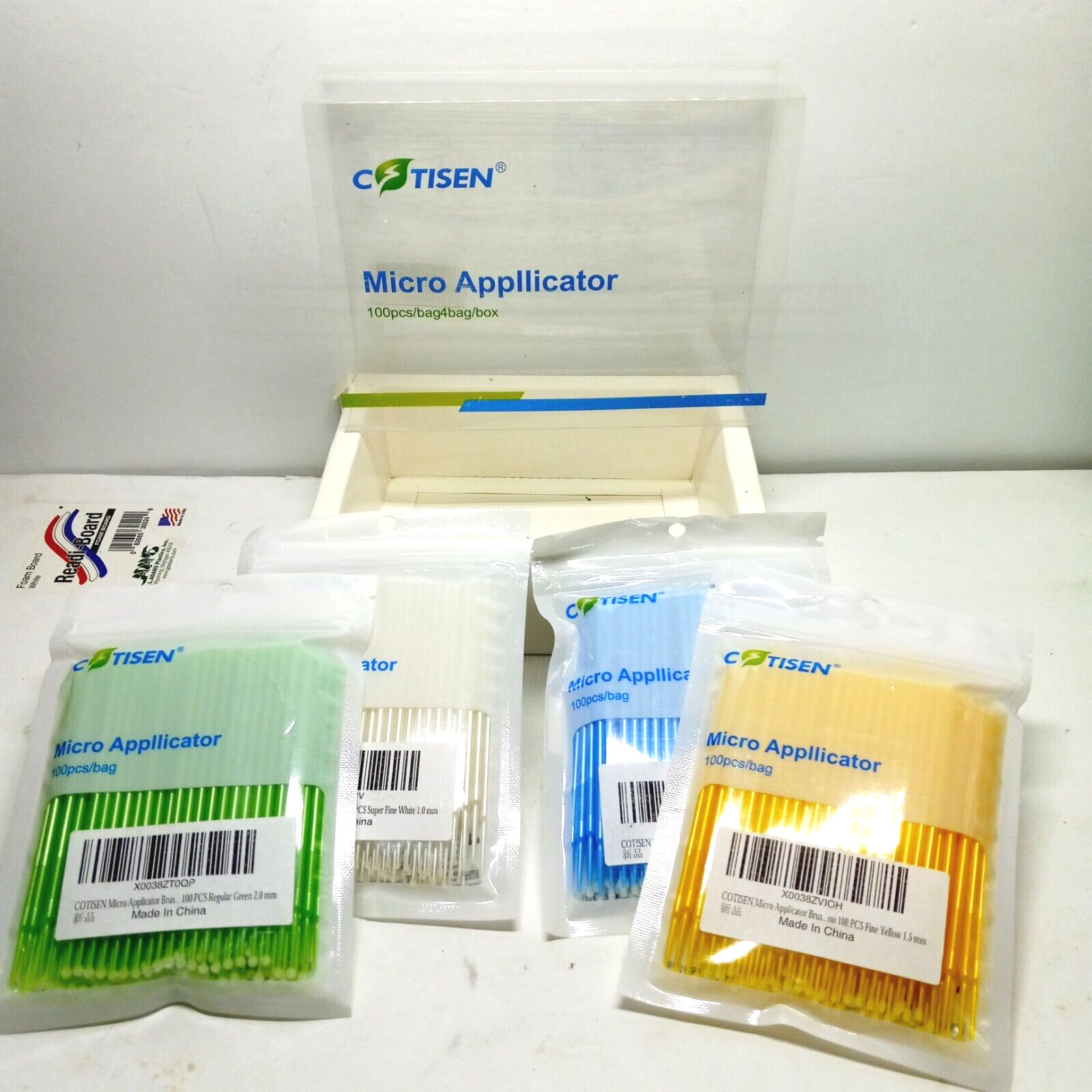 Dental Micro Applicators Multicolor 400 Applicators 100 Per Bag Fine 1.5mm