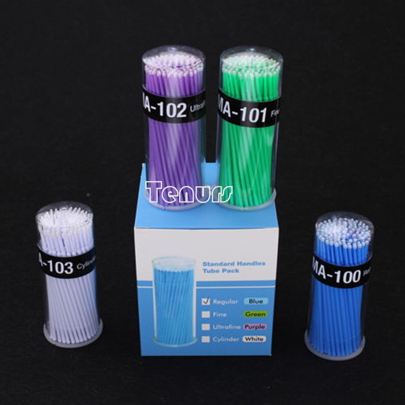 500p Dental Microbrush Micro Brush Applicator Tips (BlueL/GreenM/PurpleS/WhiteXS