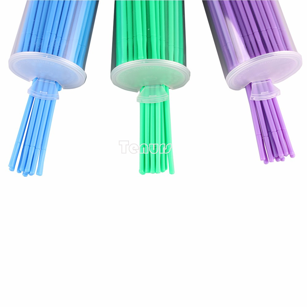 100p Dental Microbrush Micro Brush Applicator Tips (BlueL/GreenM/PurpleS/WhiteXS