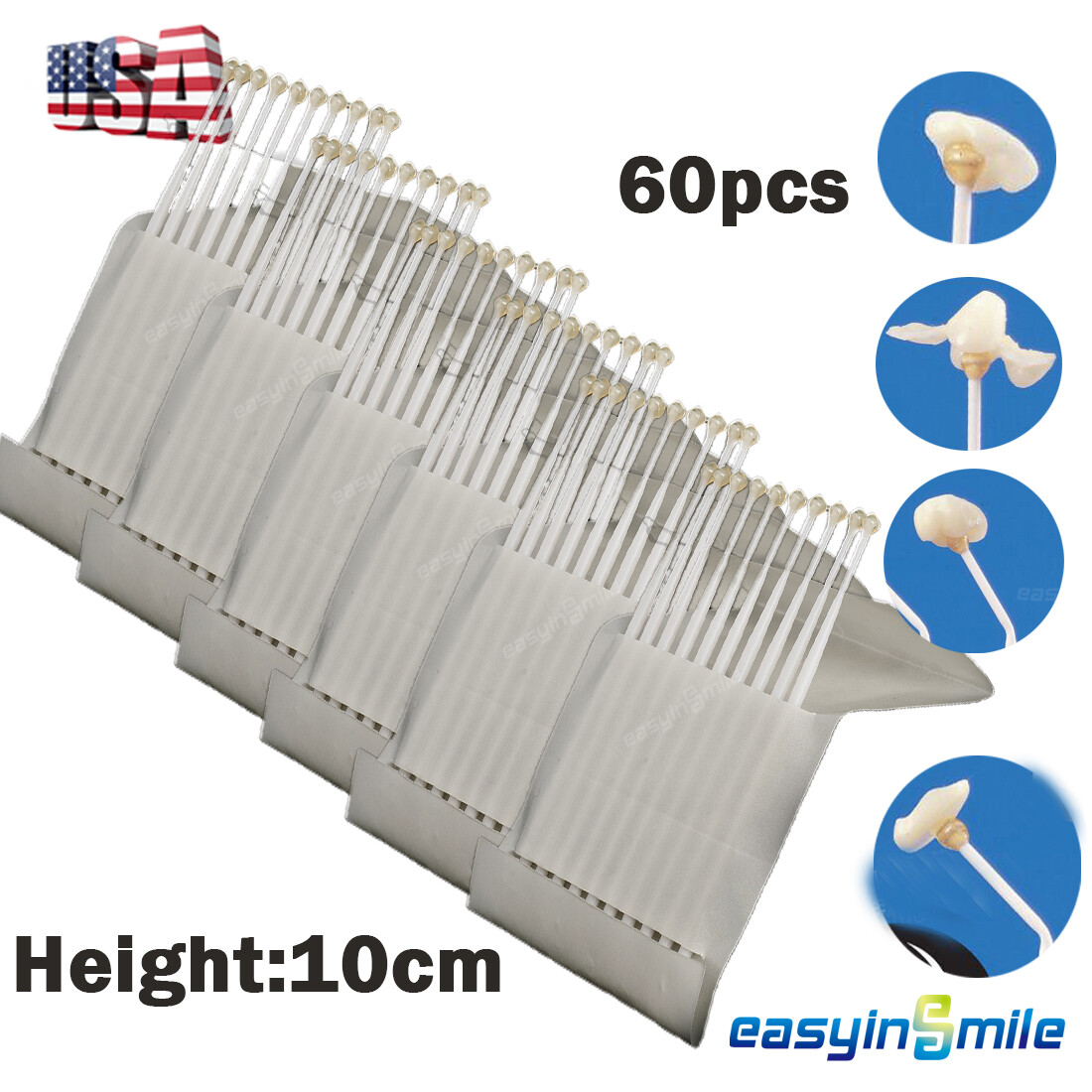 60Pc Dental lab Disposable Sticky Applicators With Adhesive Tip Micro Brush 10CM