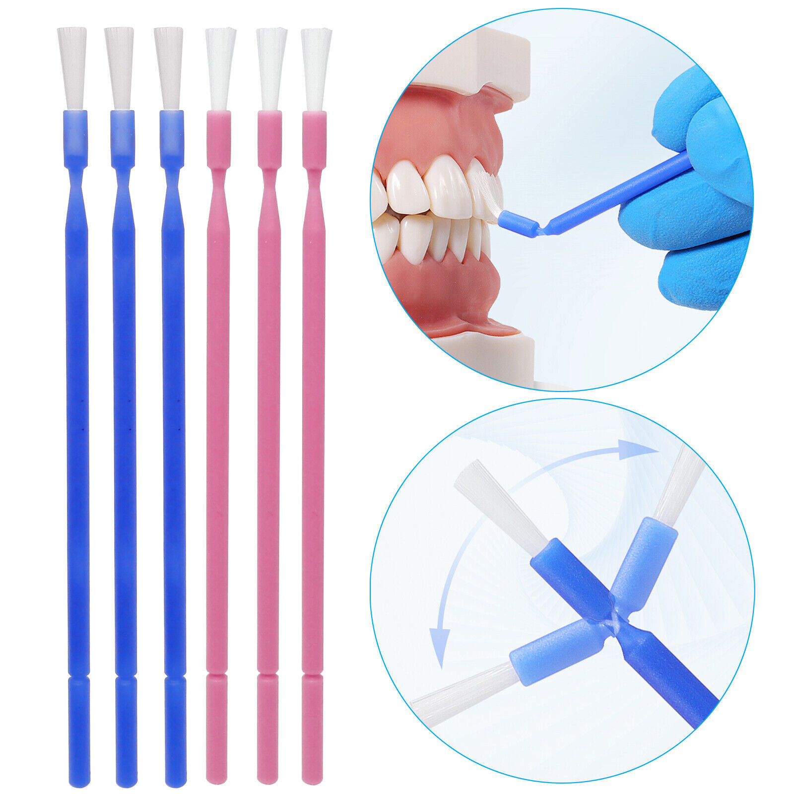 100Pcs Dental Disposable Bendable Micro Brush Applicator/Long Type/Taper Brush