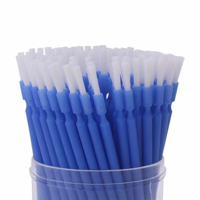 100 Pcs Dental Disposable Micro Applicator Brush Bendable Long Shank Blue