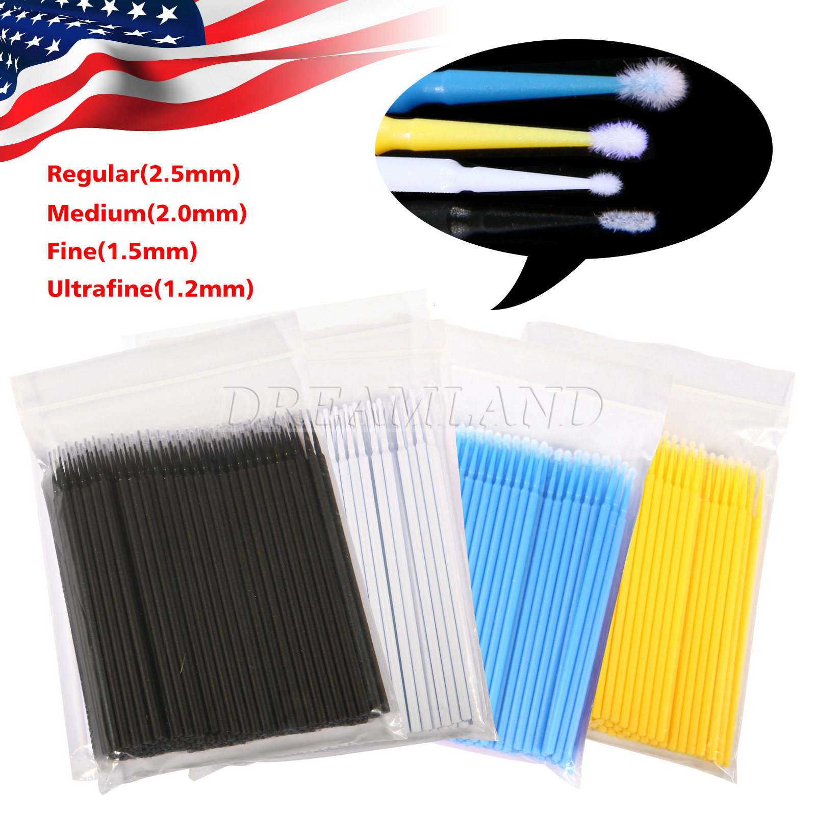 Dental Disposable Micro Brush Teeth Applicators Eyelash Extension Make up