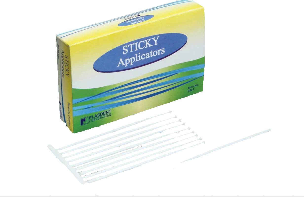 Plasdent 8303-1 Sticky Applicators White 4.5″ Long Bendable 60/Pk
