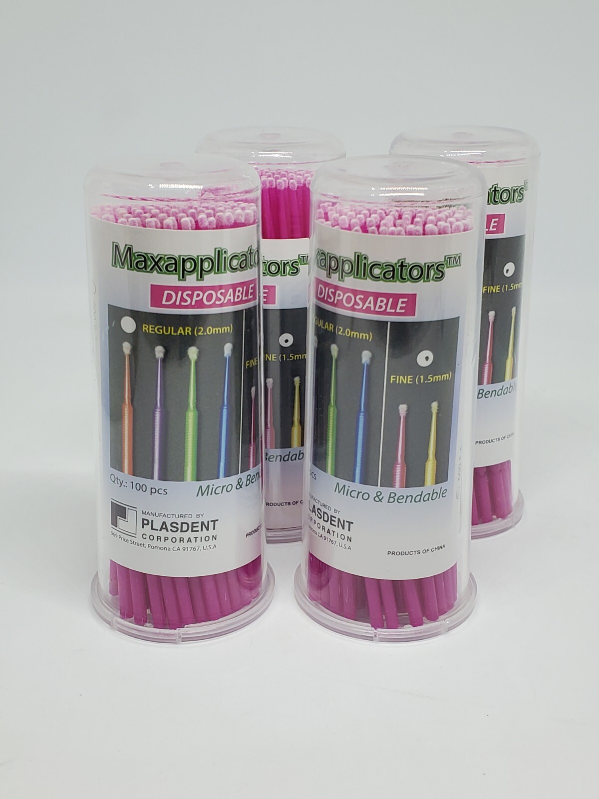 Lot Of 400 MaxMicro 1.5mm Fine Tip Micro Applicators, Pink, 600-F-600