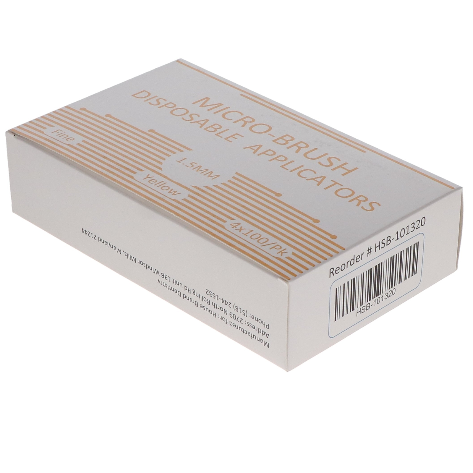 House Brand Dentistry 101320 Micro-Brush Applicators Fine Yellow 4 x 100/Pk