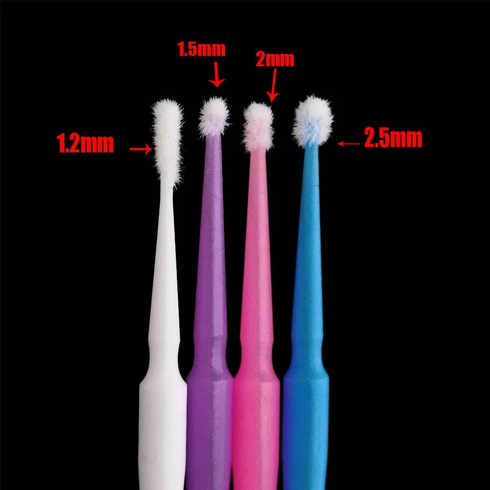 100 Pcs/Pack Dental Disposable Bendable Micro Brush Applicators Tips 1.2/1.5/2.0