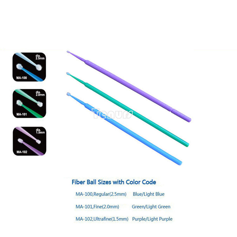 100p Dental Microbrush Micro Brush Applicator Tips (BlueL/GreenM/PurpleS/WhiteXS