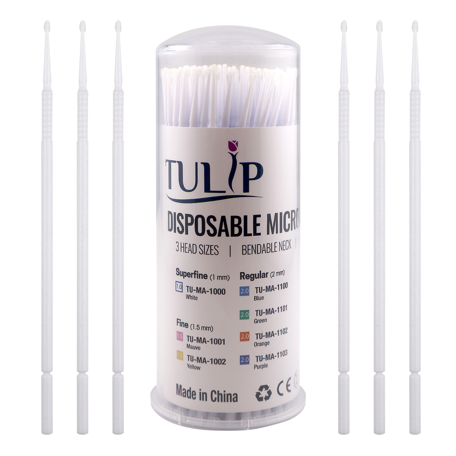 400 Super Fine Micro Applicator Brushes 1.0mm White Dental Disposable Bendable