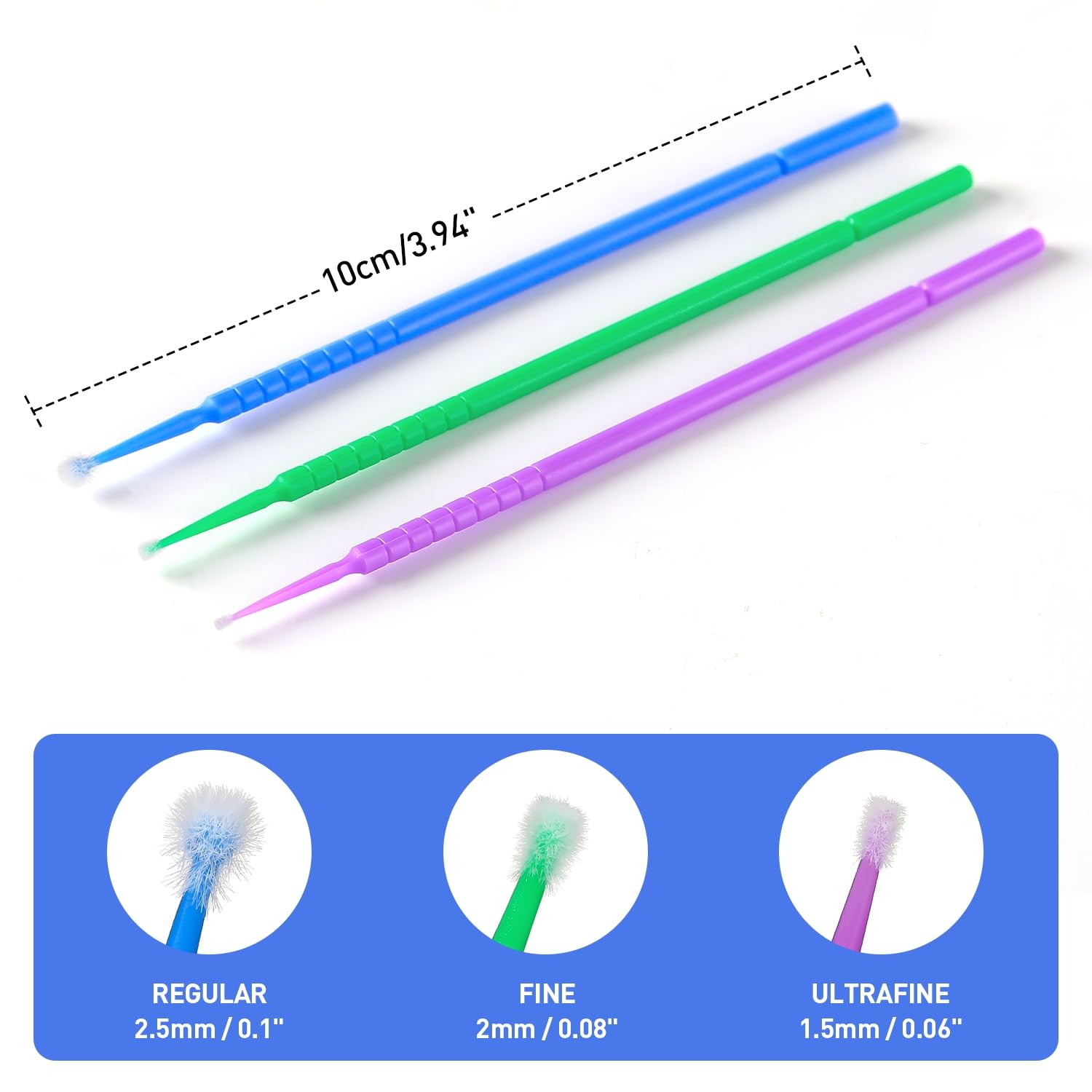 JMU 400pcs Dental Micro Applicators Brushes, Superfine, Purple 1.5mm,