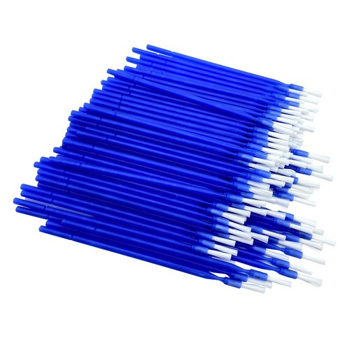 100 Pcs Dental Disposable Micro Applicator Brush Bendable Long Shank Blue