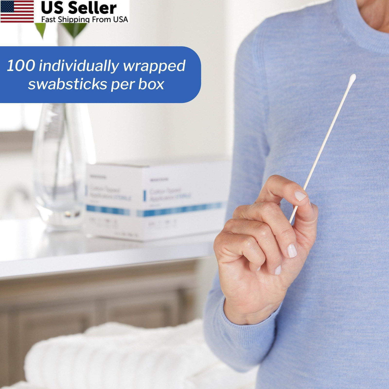 McKesson Cotton Tipped Applicator, 6 in [100 Count] 6 Inch (Pack of 1), White