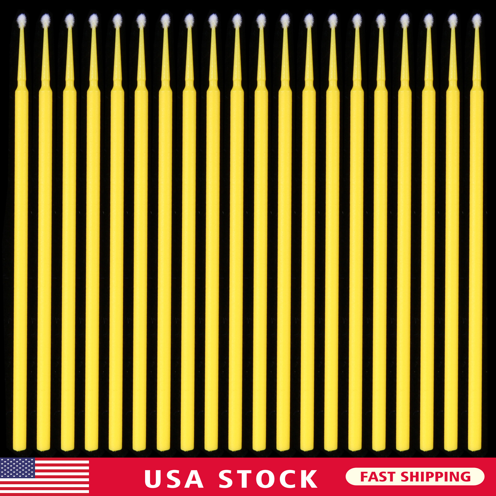 100*Dental Micro Brush Disposable Eyelash Medium Tooth Applicator Yellow2.0mm sl
