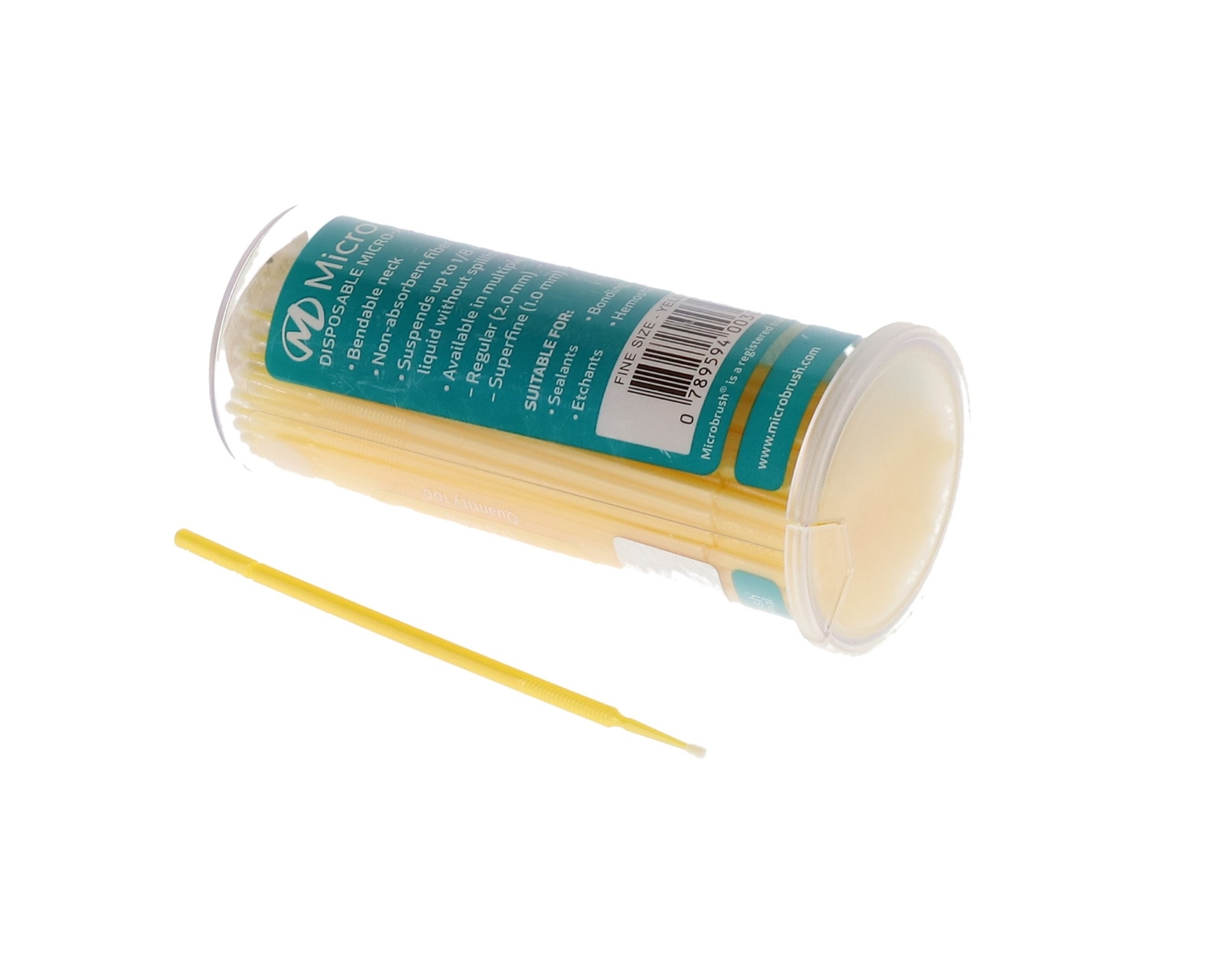 Microbrush MFY100 Tube Series Micro Applicators Fine Yellow 100/Pk