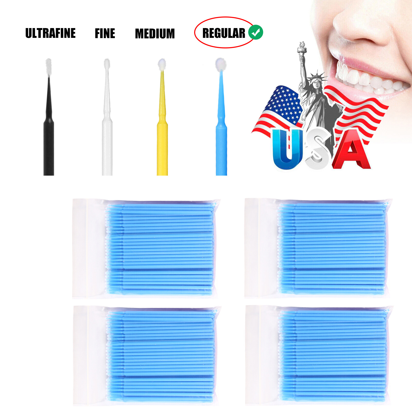 Micro Brushes Applicators Microbrush Dental (Regular, Fine, Super Fine) USA
