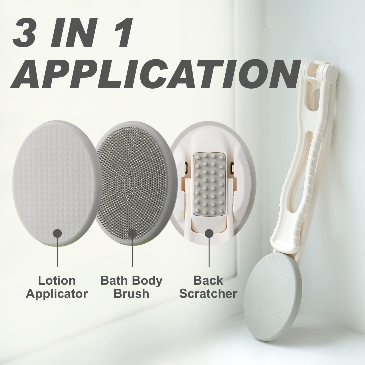 DOWMI Lotion Applicator for Back, Foldable 19” 1 Count (Pack of 1), White