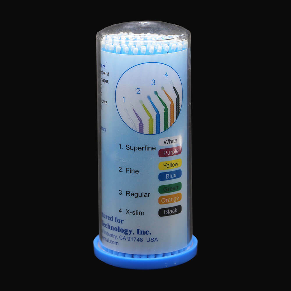 100pcs/bottle Micro Applicator Brush Dental Bendable Disposable Blue Fine