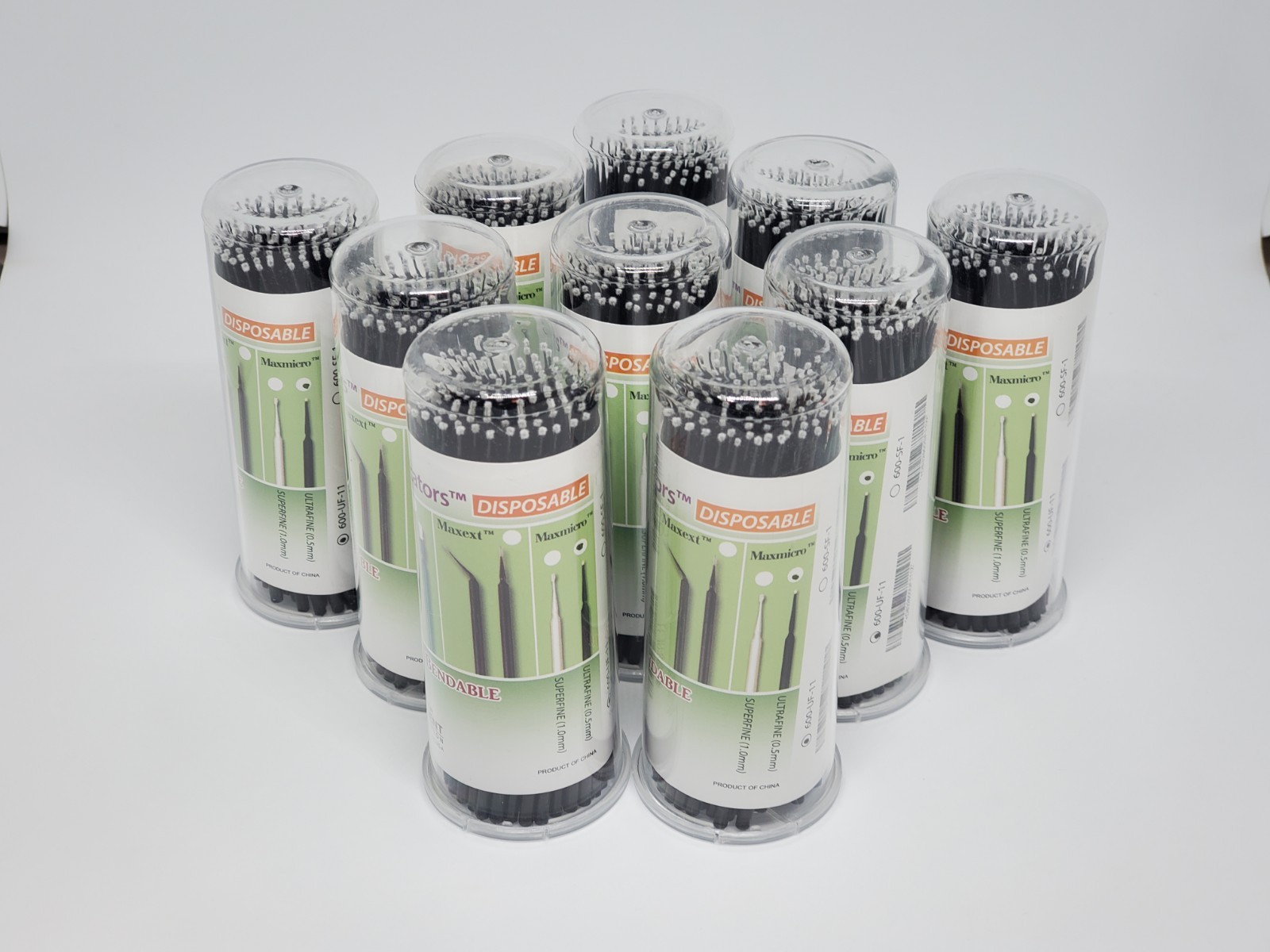 Lot Of 1000 MaxMicro 0.5mm UltraFine Tip Micro Applicators, Black, 600-UF-11