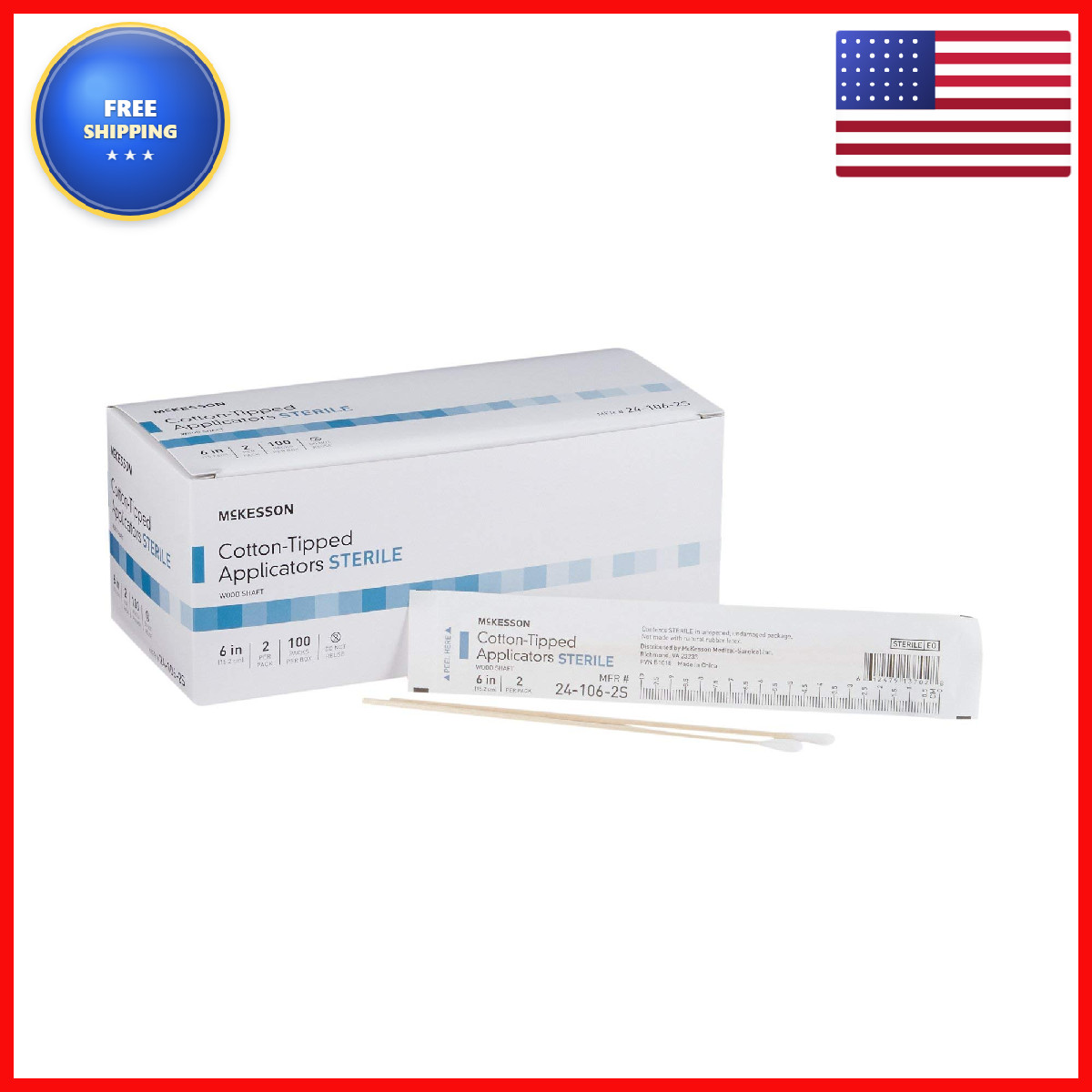 Mckesson Sterile Cotton Tipped Applicators 6 Inch Of 200 Cotton Swabs For Wound