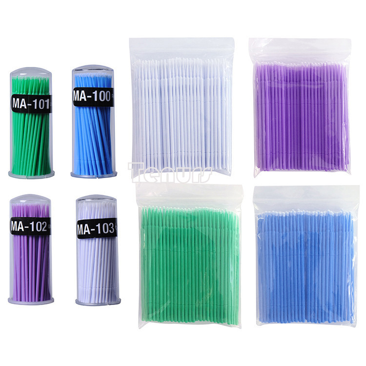 100p Dental Microbrush Micro Brush Applicator Tips (BlueL/GreenM/PurpleS/WhiteXS