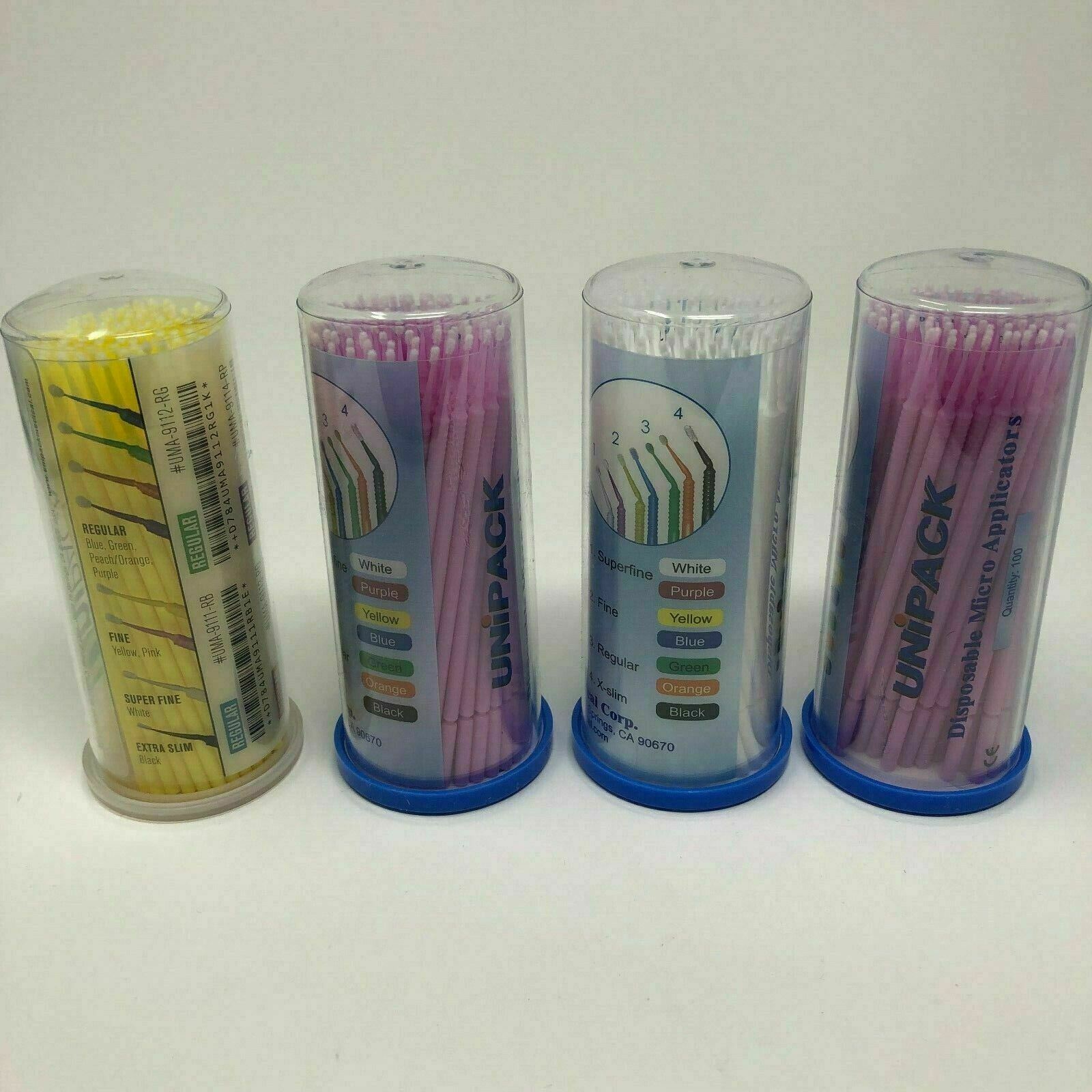 4x100pcs Dental Microbrush Applicators Tips Regular Fine Super Fine UniPack