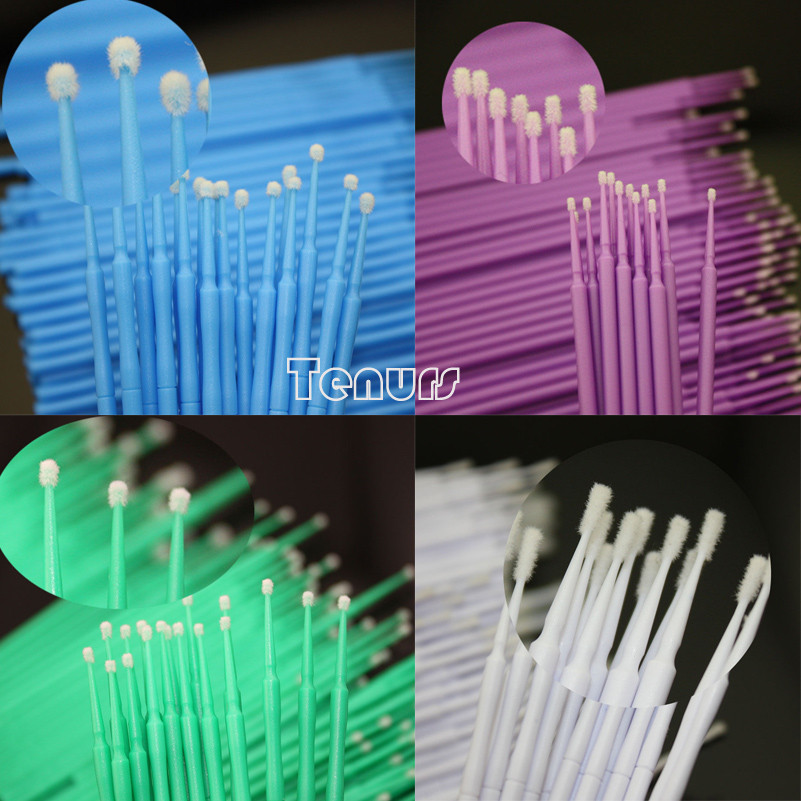 100p Dental Microbrush Micro Brush Applicator Tips (BlueL/GreenM/PurpleS/WhiteXS