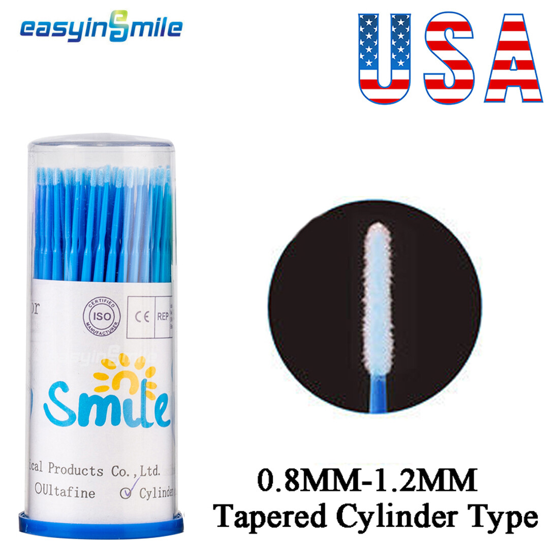 100pcs Disposable Swab Micro Brush Applicator Eyelashes Mascara Tools 0.8-1.2MM