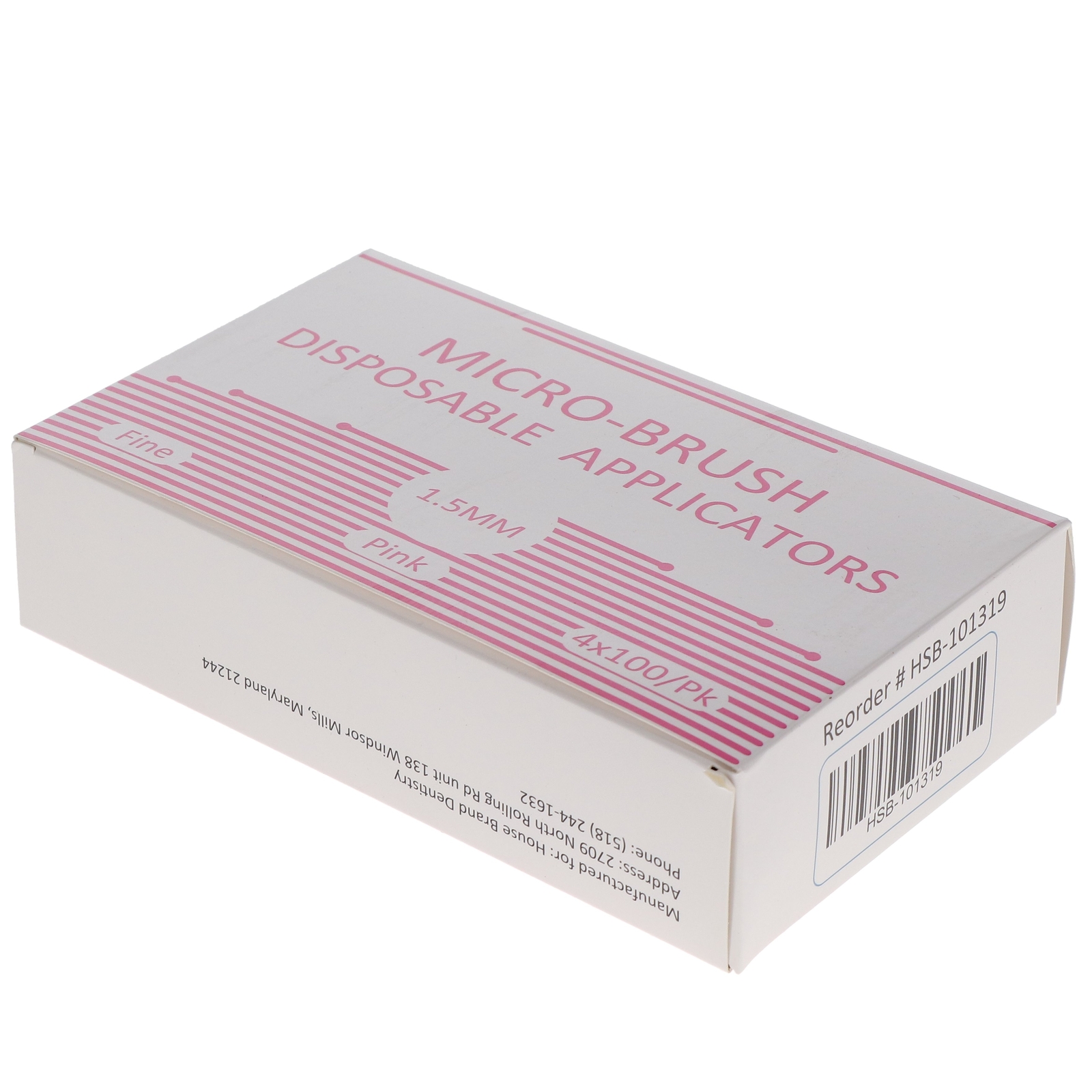 House Brand Dentistry 101319 Micro-Brush Applicators Fine Pink 4 x 100/Pk