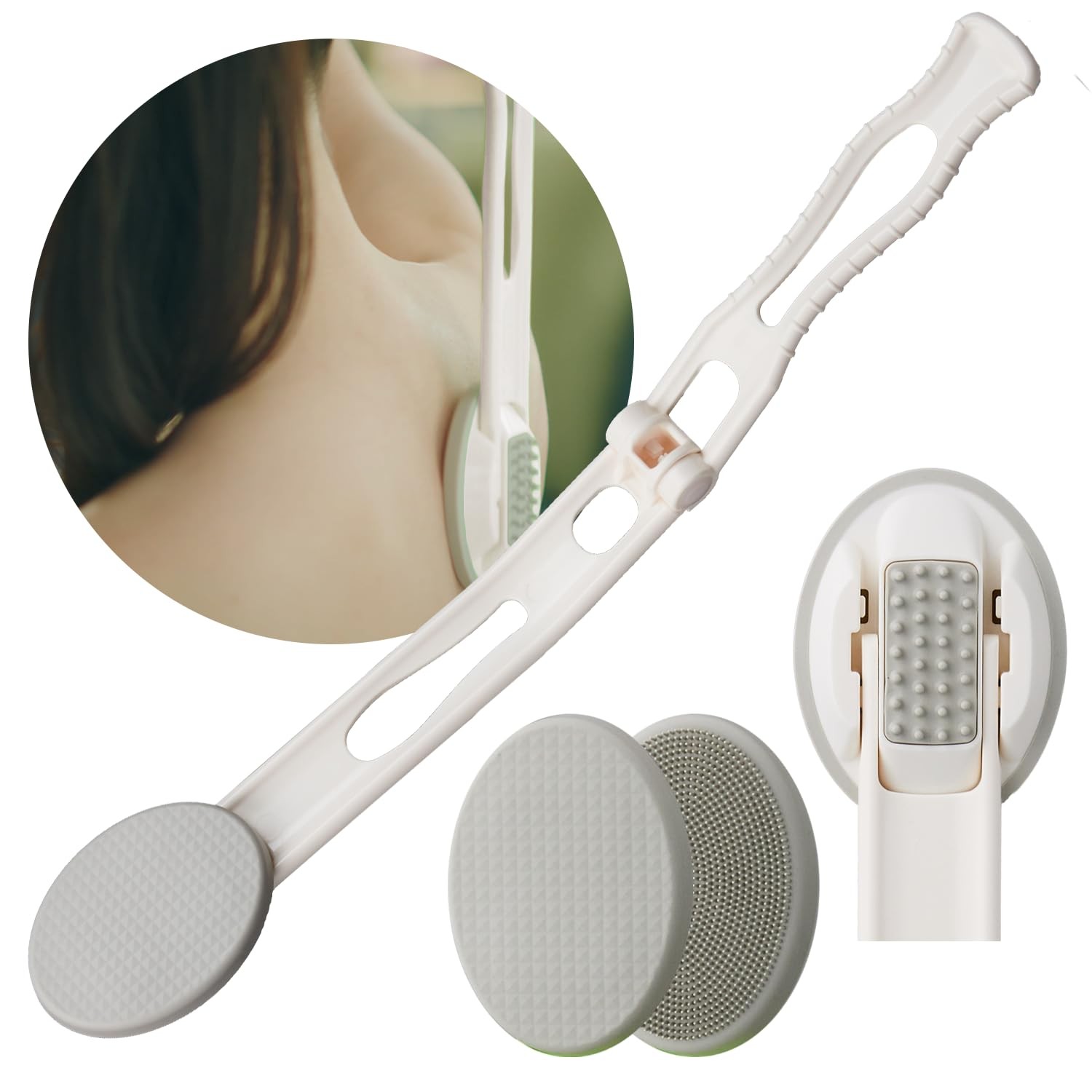 DOWMI Lotion Applicator for Back, Foldable 19” 1 Count (Pack of 1), White