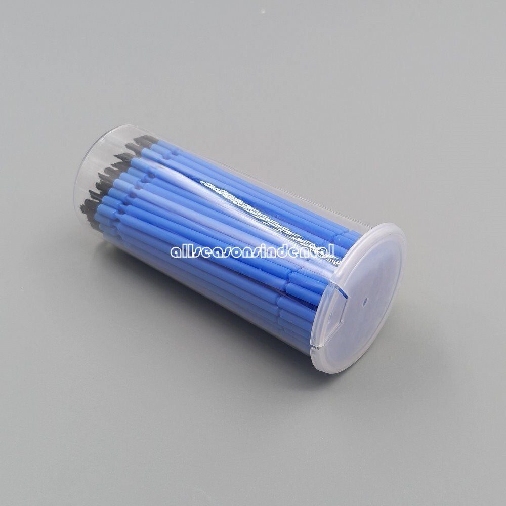 100Pcs Dental Disposable Bendable Taper-Cut Bristles Applicator Brush Blue/Pink