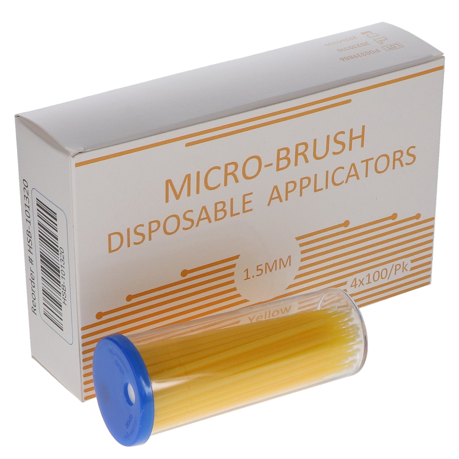House Brand Dentistry 101320 Micro-Brush Applicators Fine Yellow 4 x 100/Pk