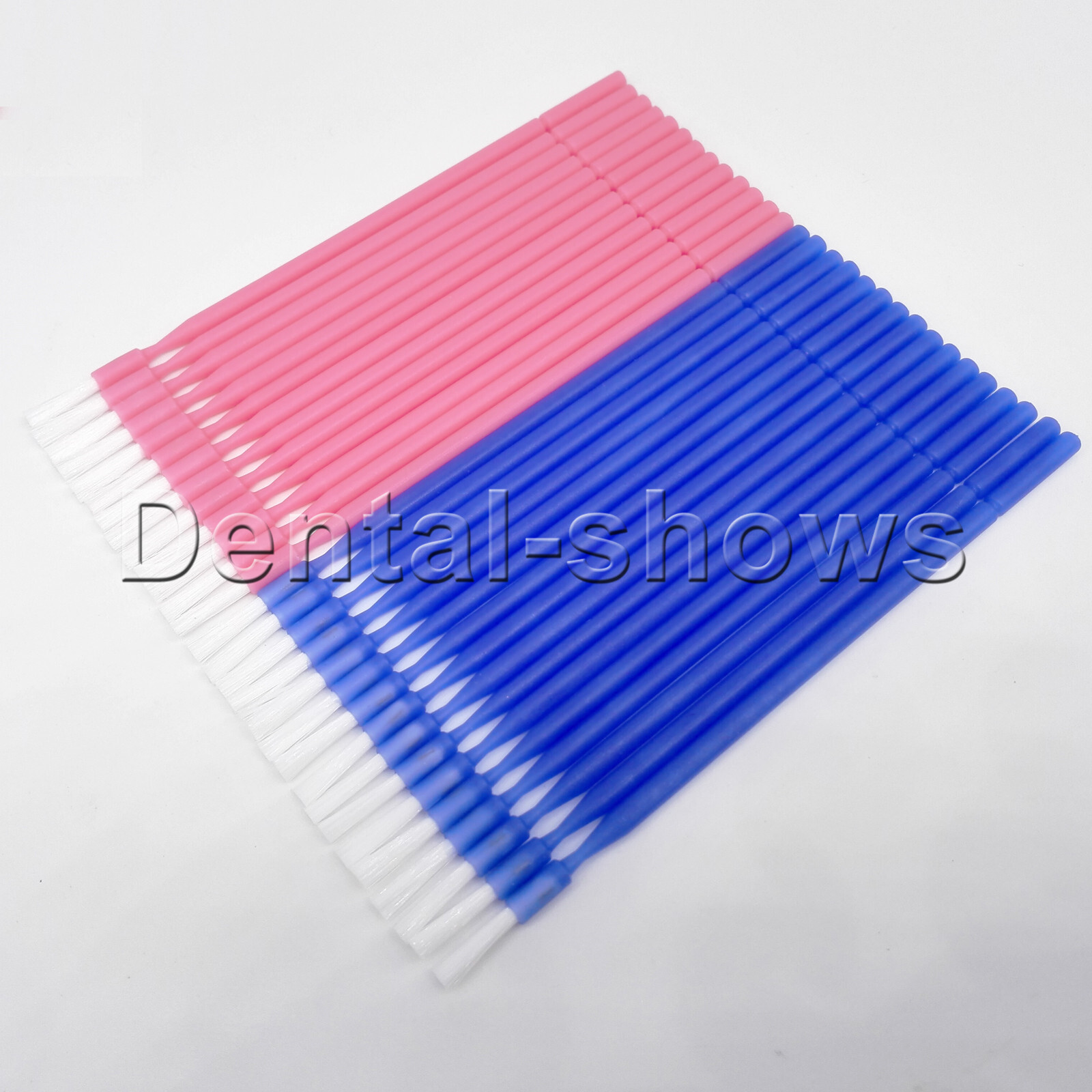 100 Pcs Dental Disposable Micro Applicator Brush Bendable Long Shank Pink/Blue