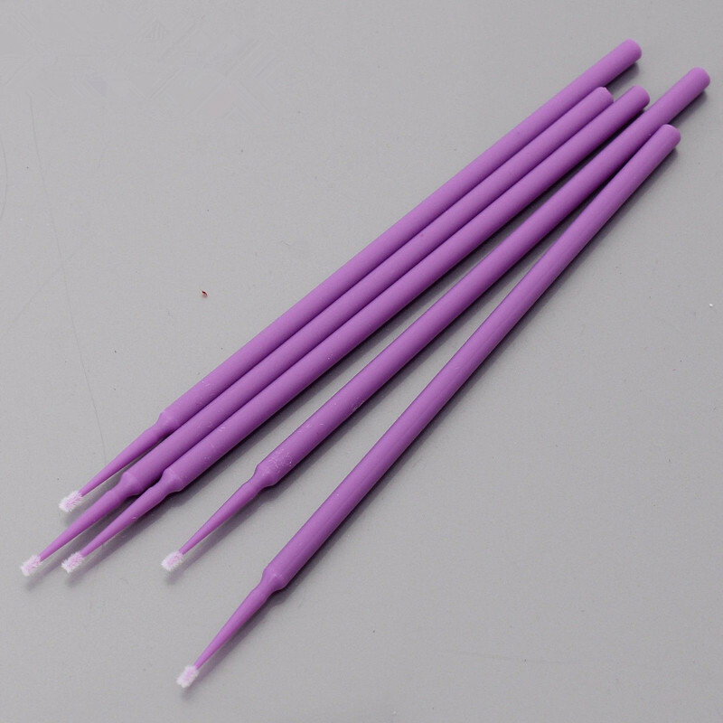 100 Pcs Dental Disposable Bendable 1.0mm Micro Applicator Brush Material Purple
