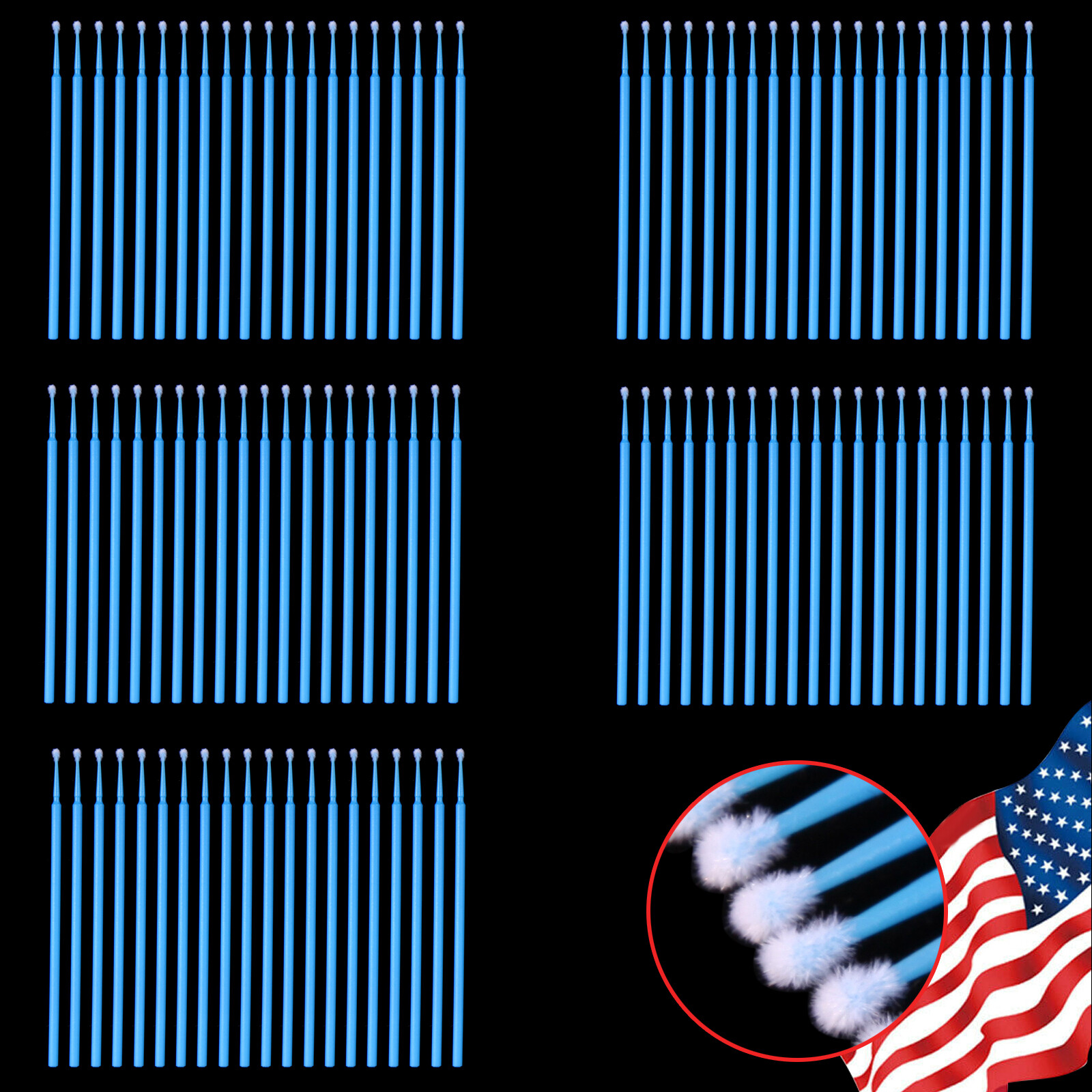 Micro Applicator Brush Disposable Makeup Eyelash Brushes Blue 2.5mm Dental