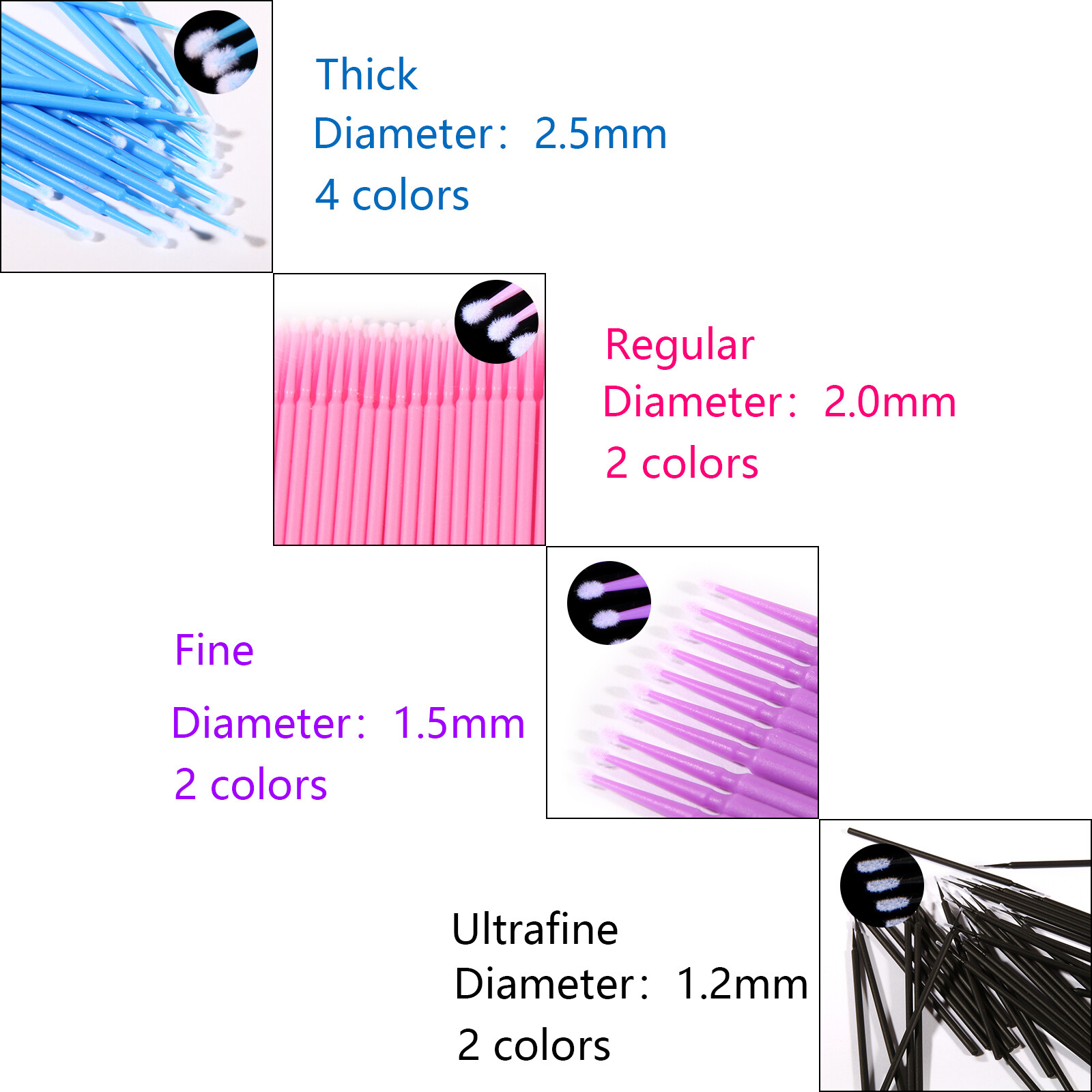 100-500pcs Dental Micro Brush Disposable Eyelash Medium Tooth Applicators