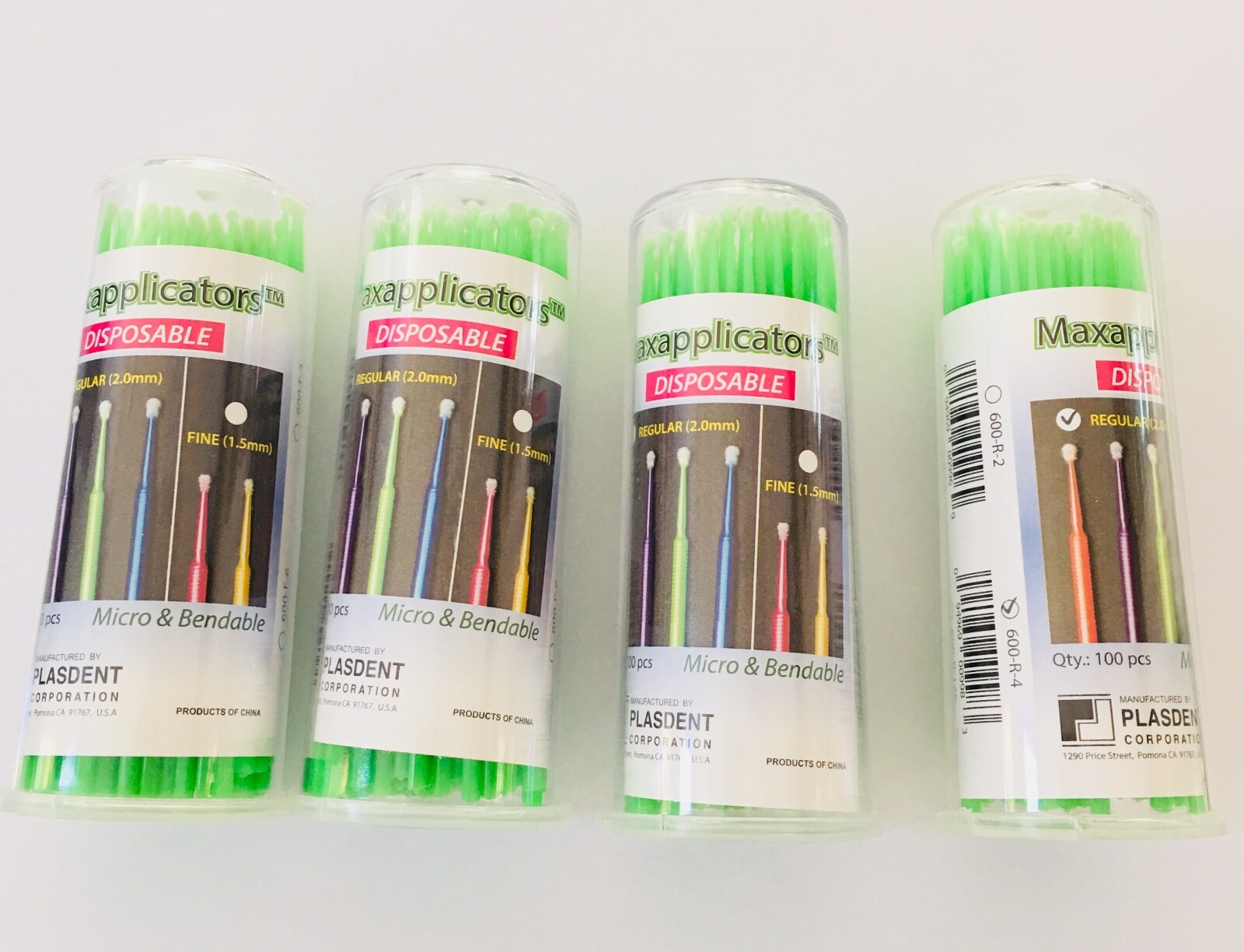 400 (4 Vials) Green Dental Micro Brush Lash Tools Regular Tips (2.0mm) Dental
