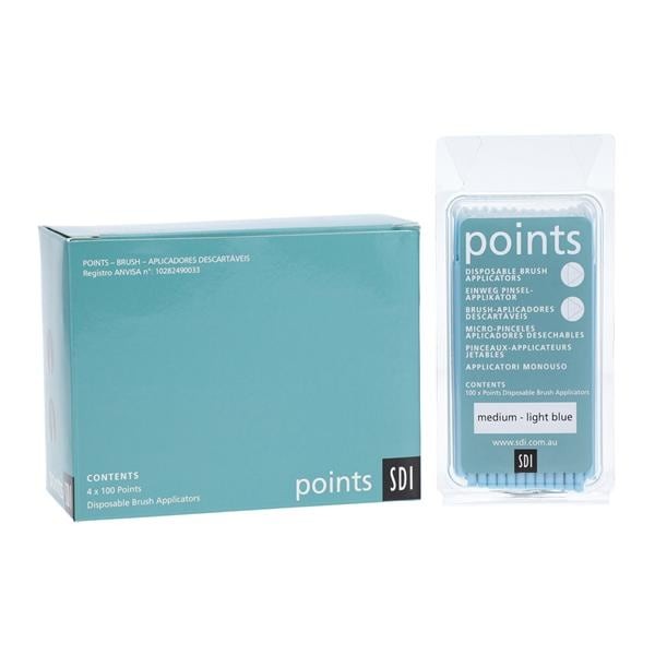 SDI 8100119 Points Brush Applicators Medium Light Blue 400/Pk