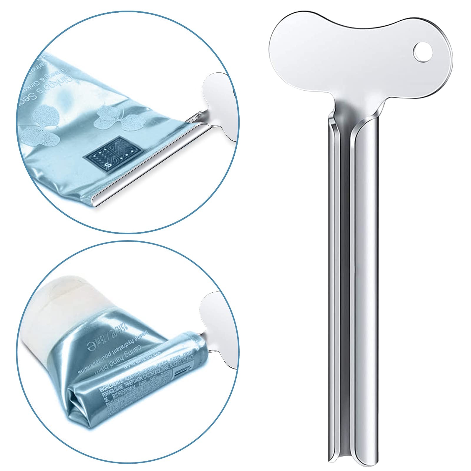 ZOCONE Toothpaste Squeezer, 6pcs Metal Tube 6 Count (Pack of 1), Silver
